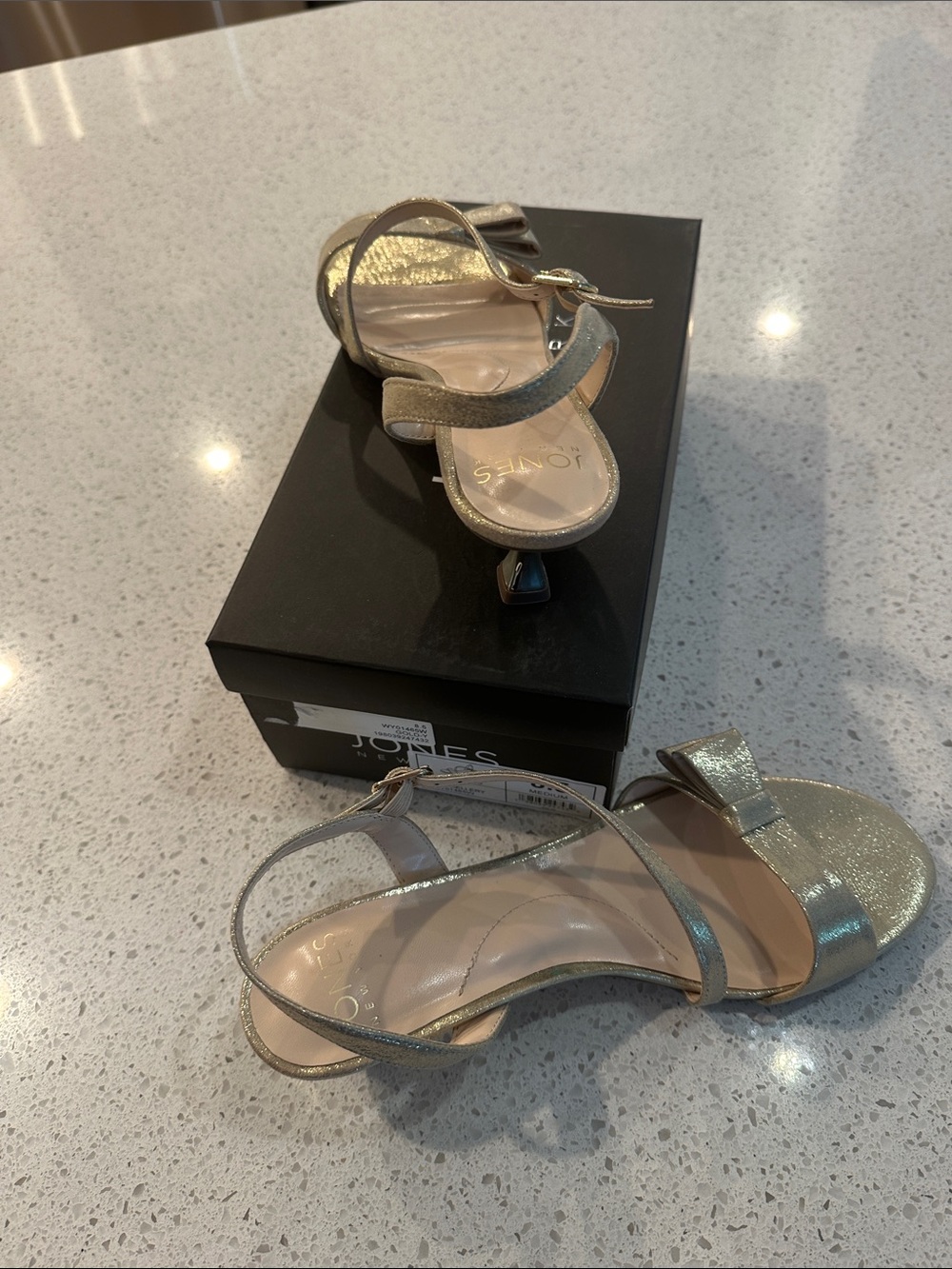 Jones New York Metallic Gold Strappy kitten Heel Sandals
